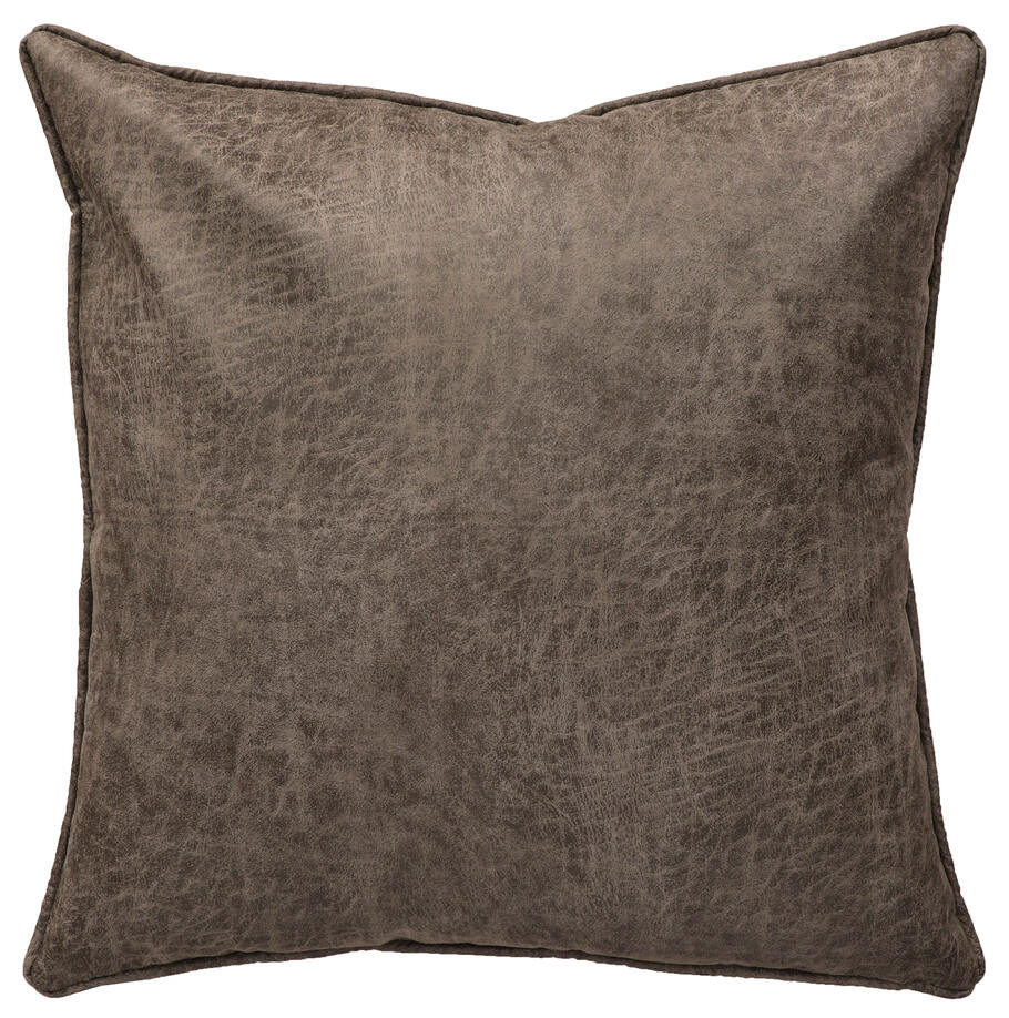 Wooded River Spearhead Dusk Alt Euro Sham in soft faux leather Shale fabric, 100% polyester, showcasing warm grey tones with a sleek, tailored design. Pillow insert not included. Coordinates with the full Spearhead Dusk bedding collection.
