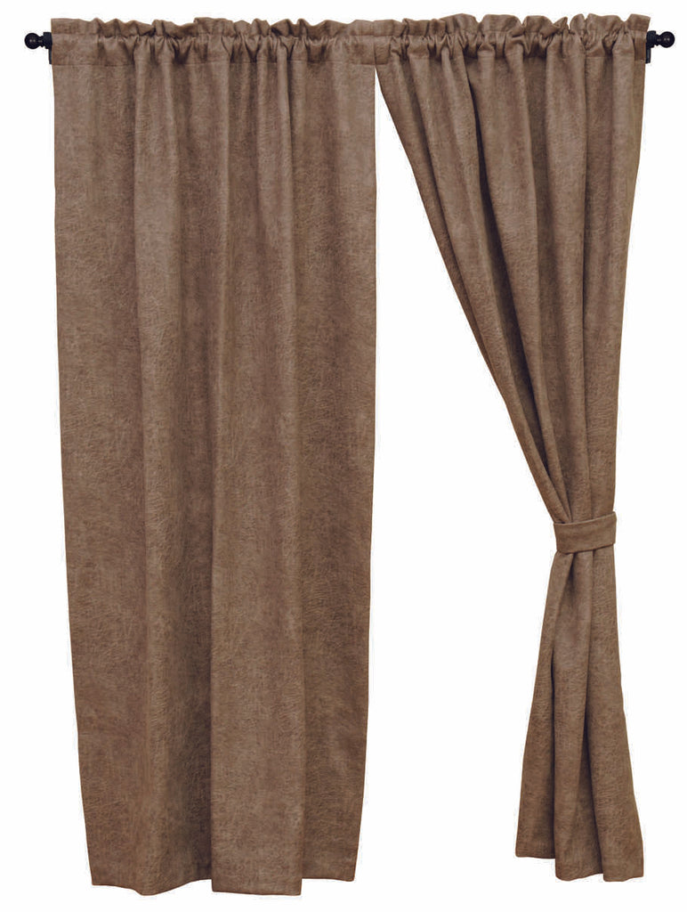 Spearhead Dusk single drape panel crafted from durable and easy-to-care-for faux leather Shale (100% Polyester), this panel boasts soft grey tones, adding a warm and inviting touch to your bedroom decor. 