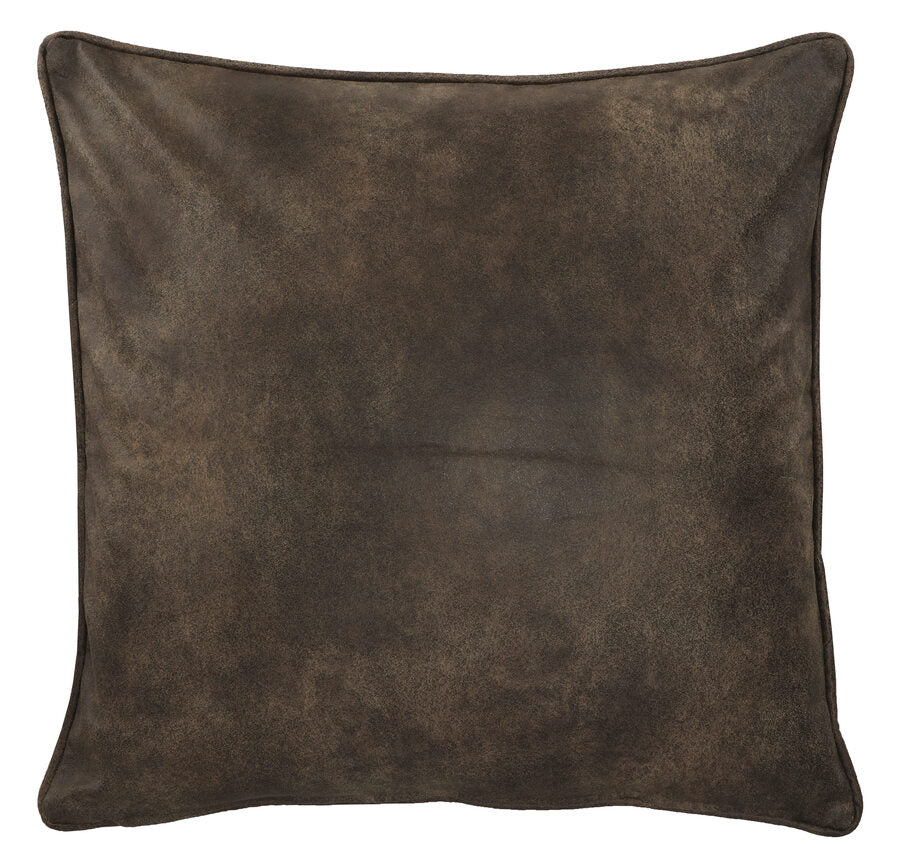 Sun Valley Mojave Alt Euro Sham cover by Wooded River in rich faux leather Chaparral-01 (100% Polyester), featuring a refined texture and zipper closure. Designed to complement rustic, western, or contemporary bedroom decor. Sham cover only, pillow insert not included. Coordinates with Sun Valley Mojave bedding.