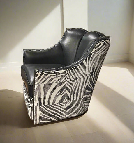 Zebra Printed Club Chair Massoud Grevy Zebra Leather Wing Chair
