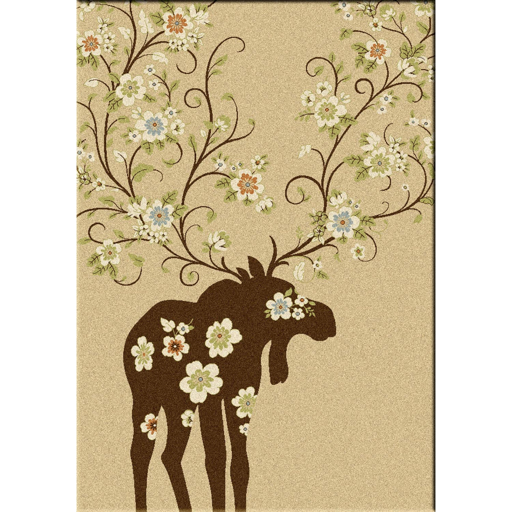 Moose Blossom Cabin/Lodge Area Rug - Natural