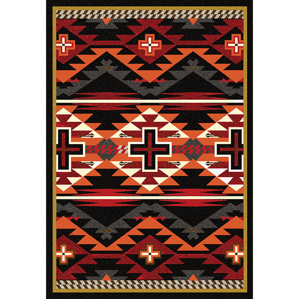Rustic Cross Southwest Area Rug - Burnt Red