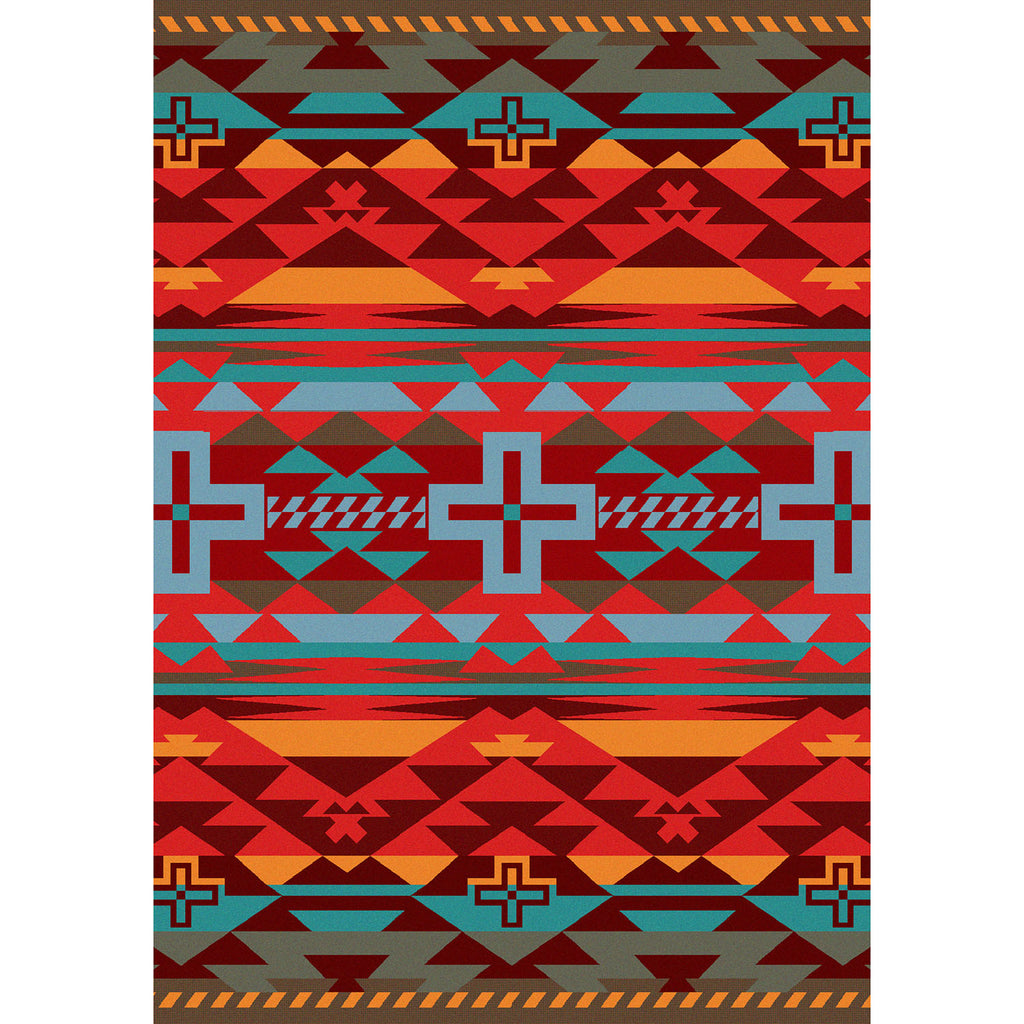 Rustic Cross Southwest Area Rug - Sunset