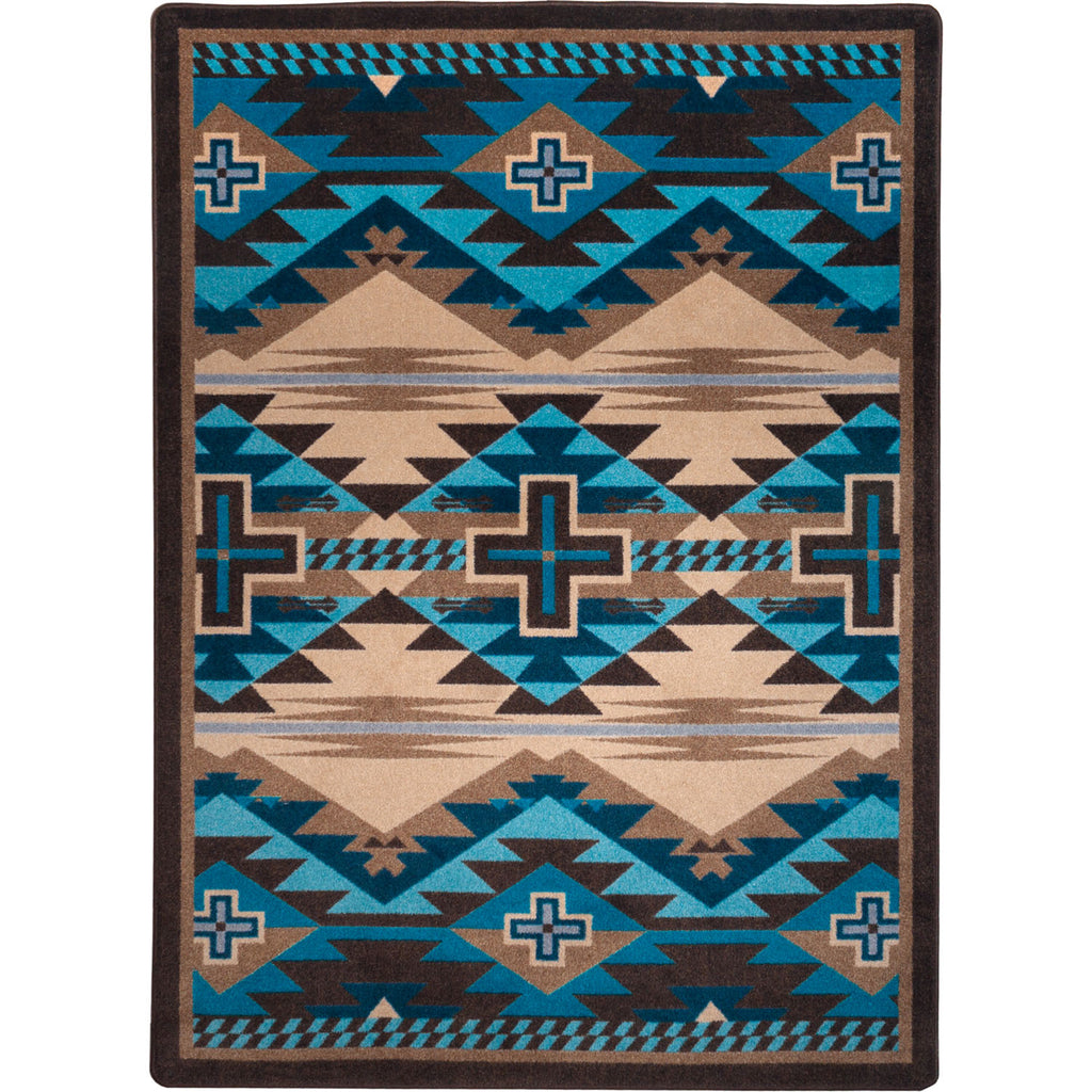 Rustic Cross Southwest Area Rug - Turquoise Indigo