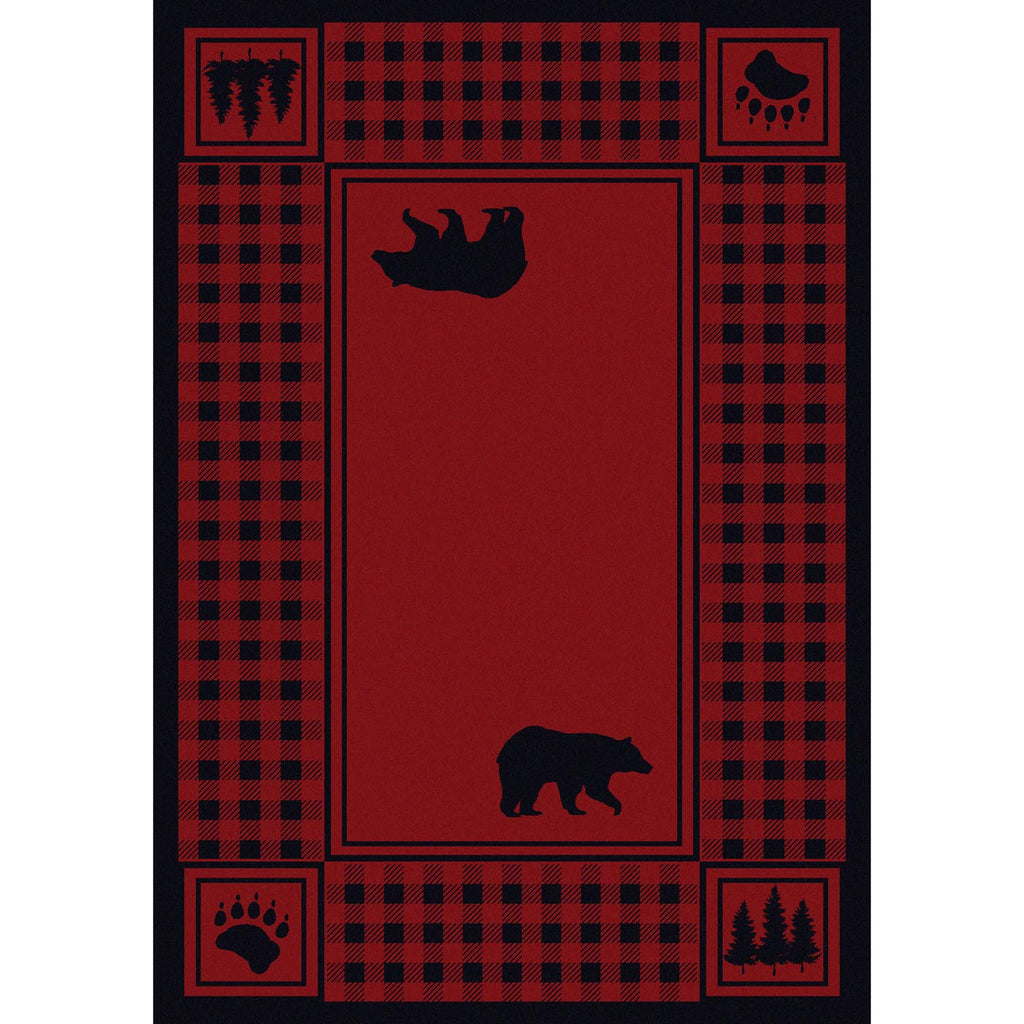 Bear Refuge Cabin/Lodge Area Rug - Red
