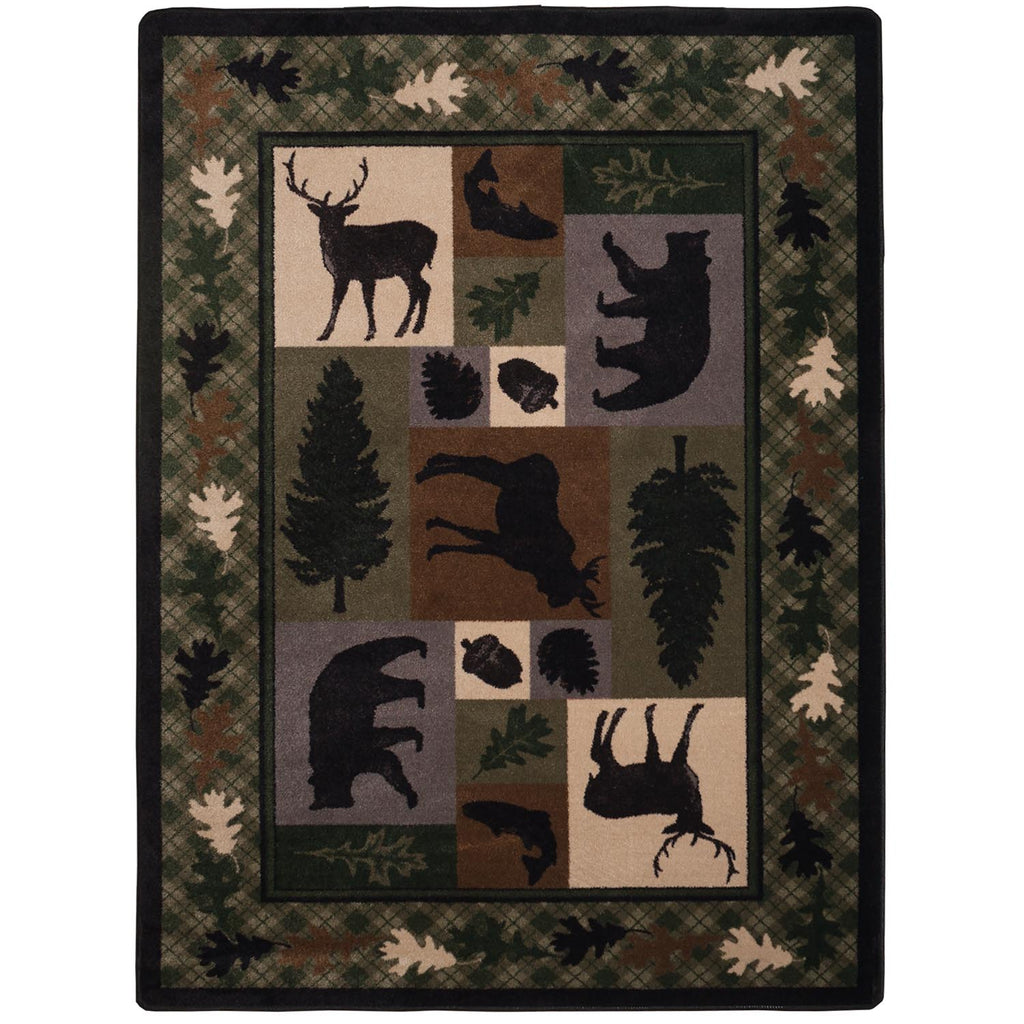 Wildlife Retreat Cabin/Lodge Area Rug - Green