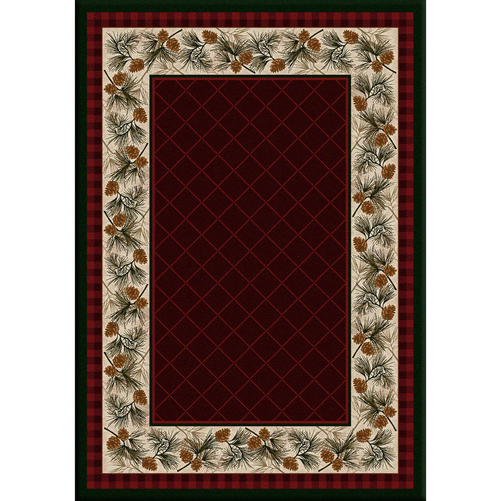 Evergreen Cabin/Lodge Area Rug - Garnet