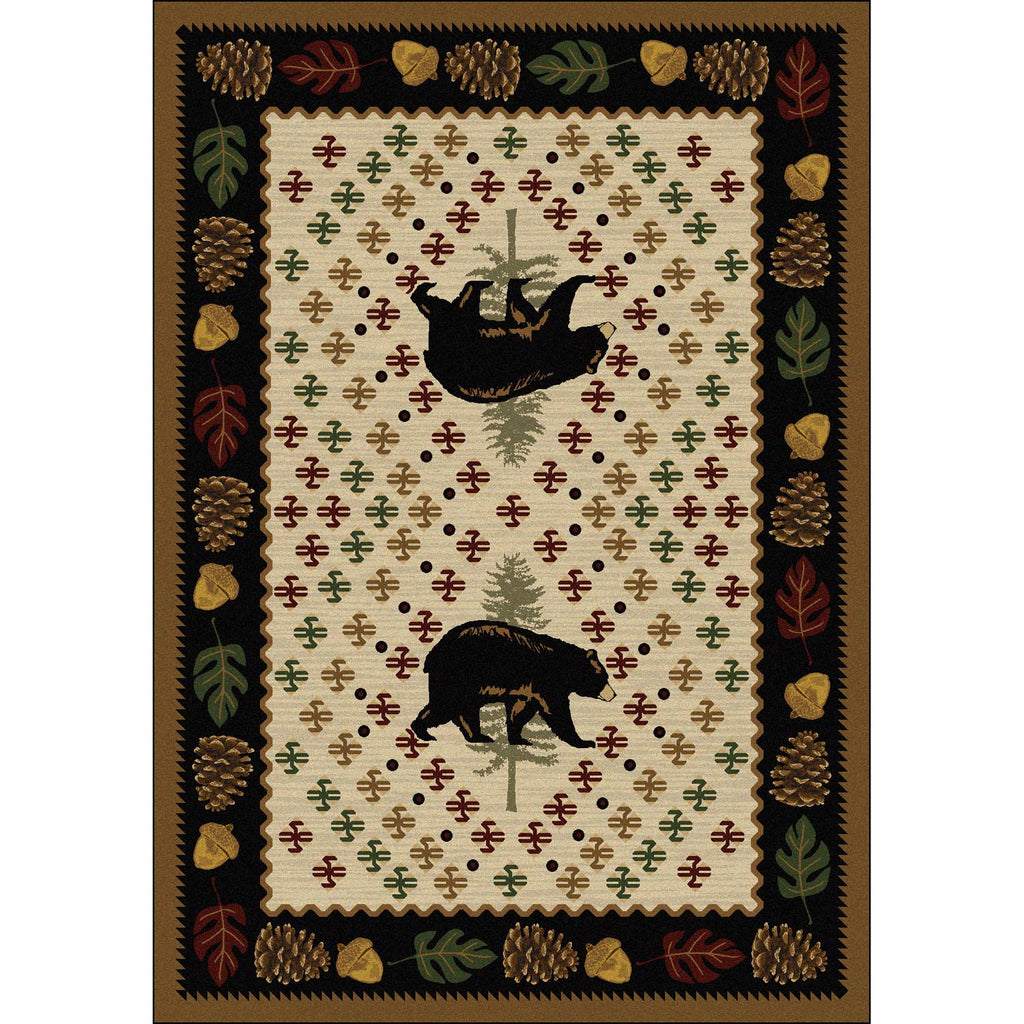 Patchwork Bear Cabin/Lodge Area Rug - Natural