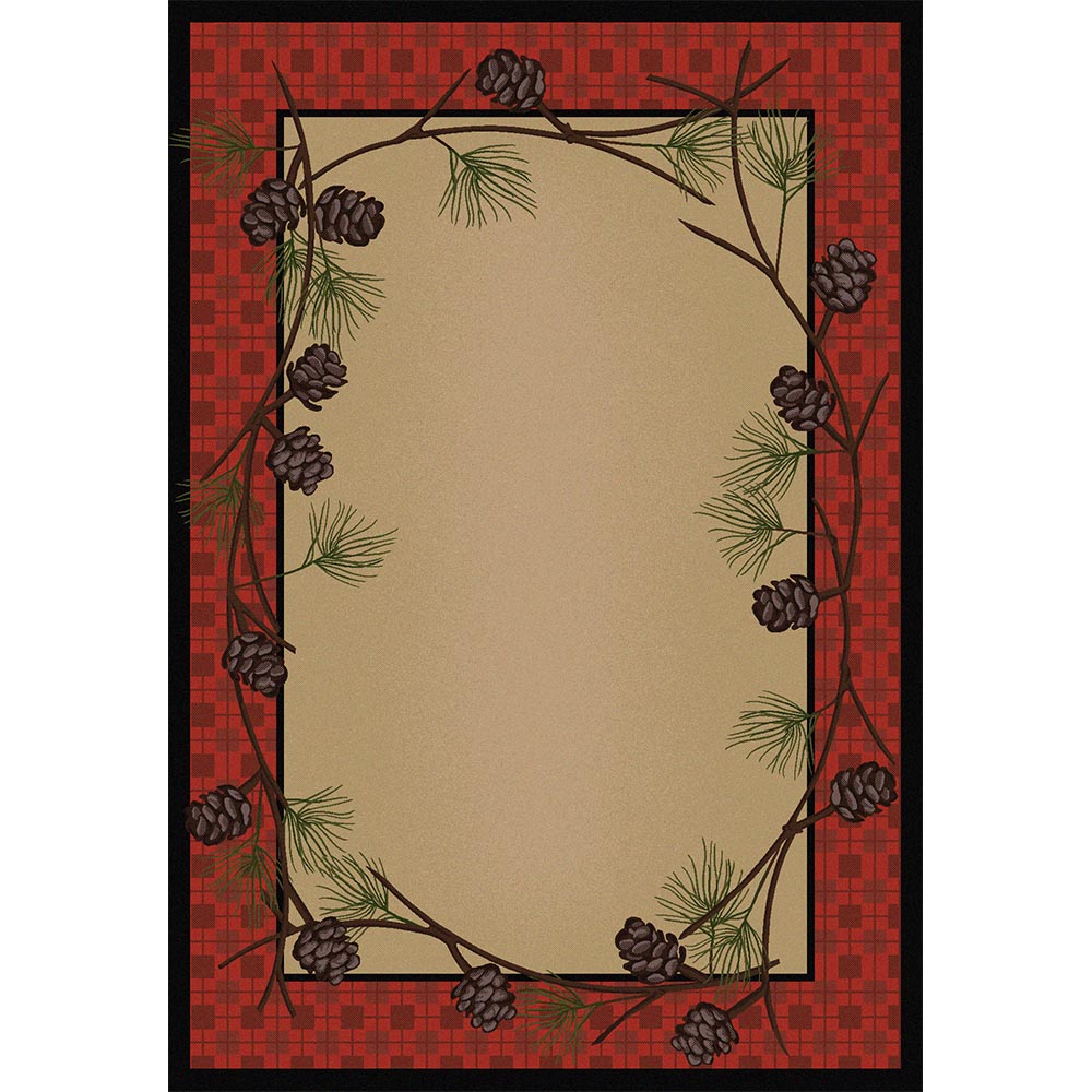 Delicate Pines Cabin/Lodge Area Rug - Red Plaid