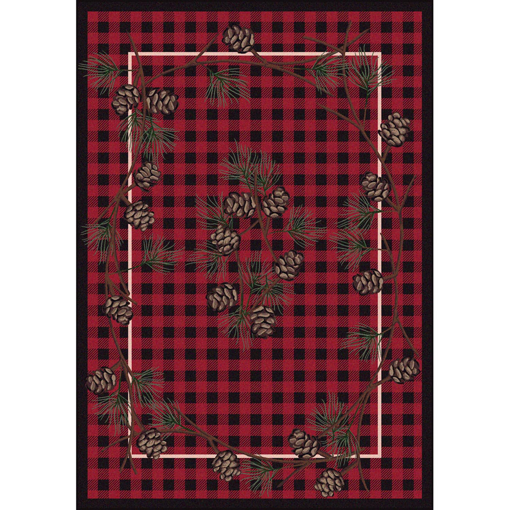 Wooded Pines Cabin/Lodge Area Rug - Red