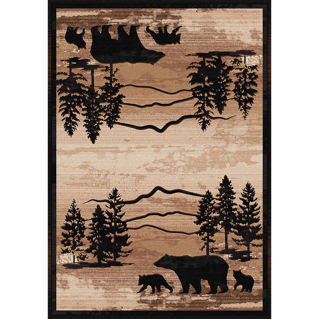 Mountain Shadow Bear Cabin/Lodge Area Rug - Natural