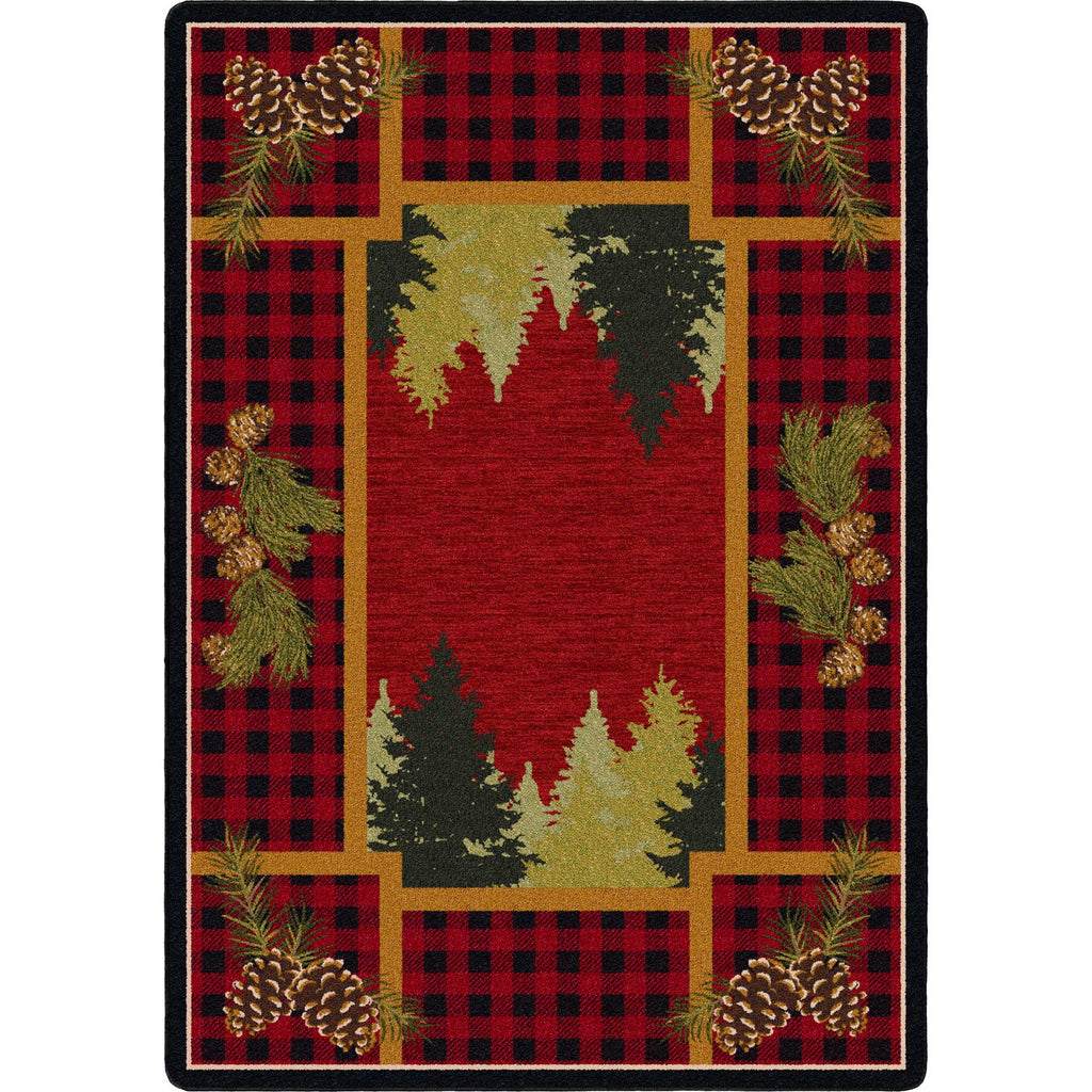 Plaid Woodsman Cabin/Lodge Area Rug - Red