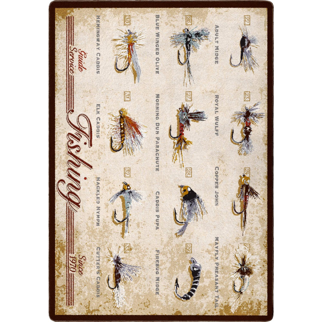 Fishing Flies Cabin/Lodge Area Rug - Natural