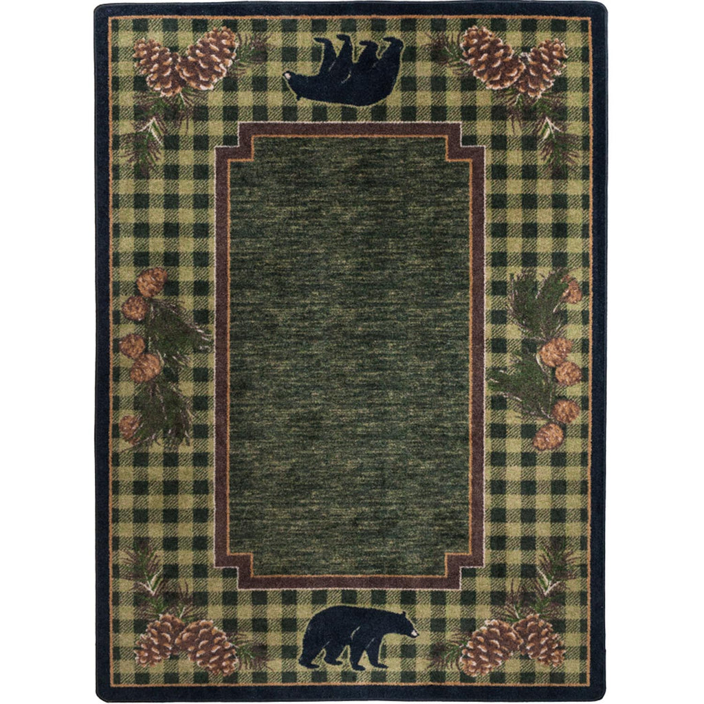 Lakeside Bear Cabin/Lodge Area Rug - Green