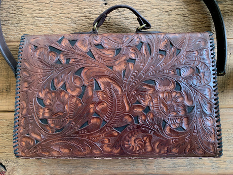 Juan Antonio Tooled Leather Laptop Briefcase