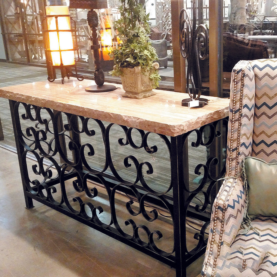 Stone and Iron Console Table Western Passion