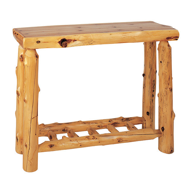 Fireside Lodge Cedar Sofa Table with Open Log Shelf Western Passion