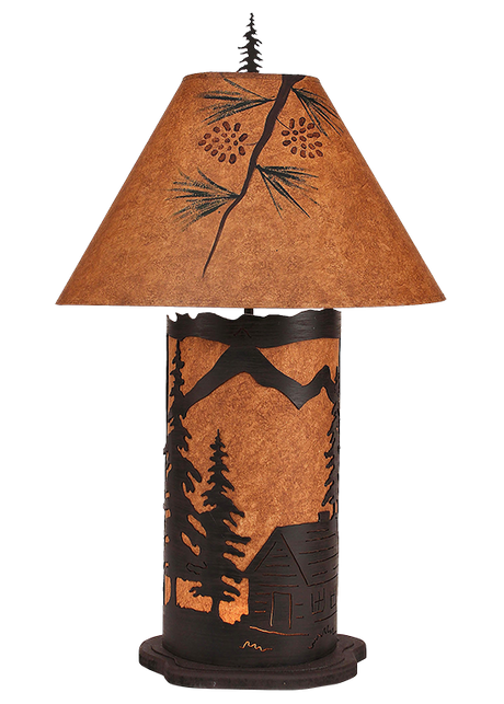 Cabin Scene Nightstand Lamp – Western Passion