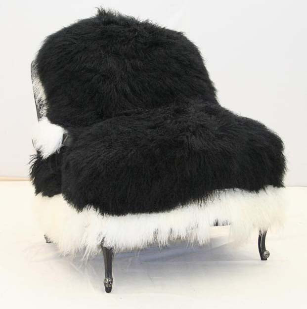 Old Hickory Tannery Ebony and Ivory Lamb Chair