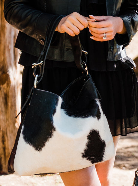 Black White Cowhide Handbag Western Bag – Western Passion