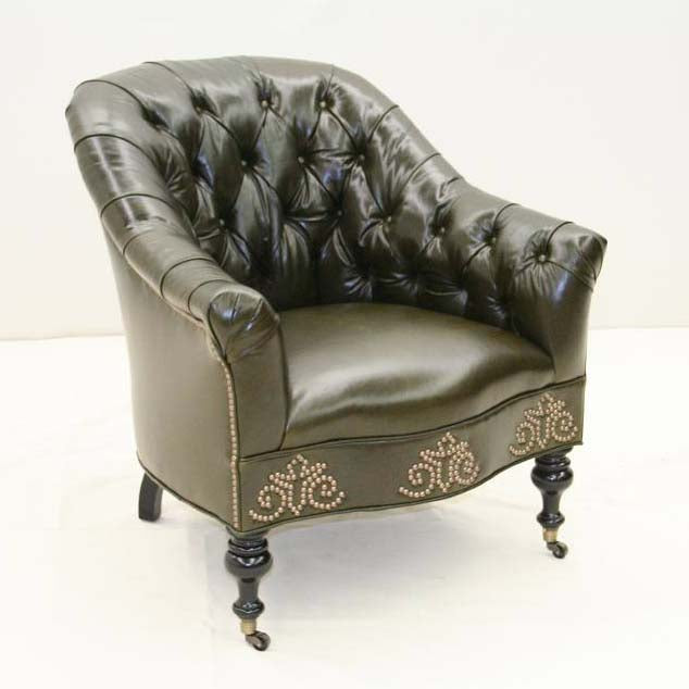 Green leather sales tub chair
