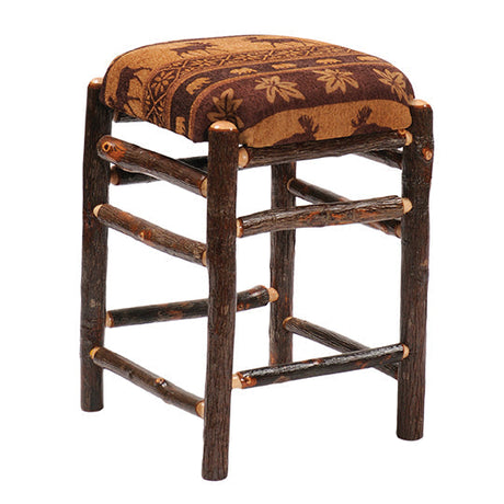 Fireside Lodge Hickory Barstool with Square Leather Seat