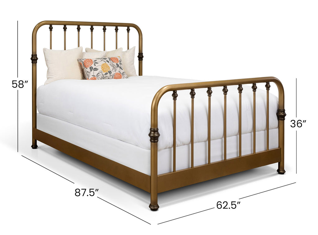 shows dimensions of this Wesley Allen Iron Bed