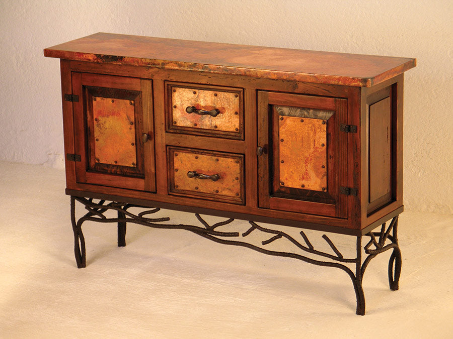 Copper Console Table with Iron Twig Base