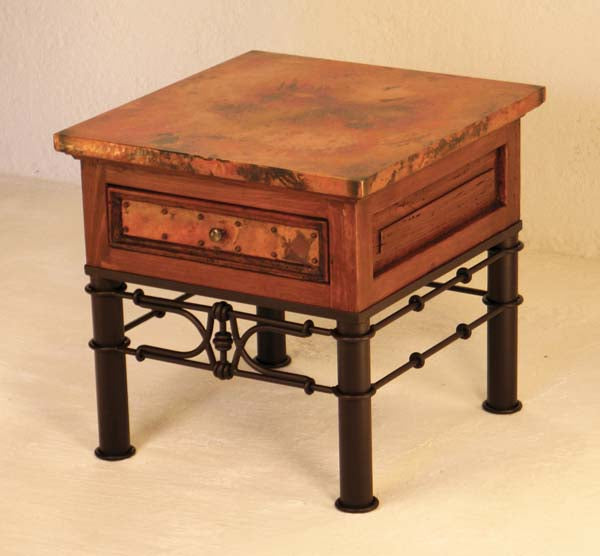 Square Copper and Iron End Table