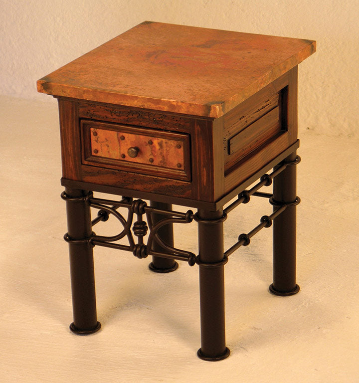 Small Square Copper and Iron End Table
