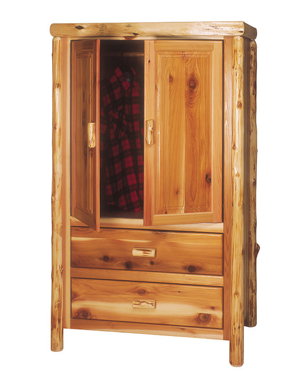 Fireside Lodge Cedar Two Drawer Wardrobe with Hanging Rod