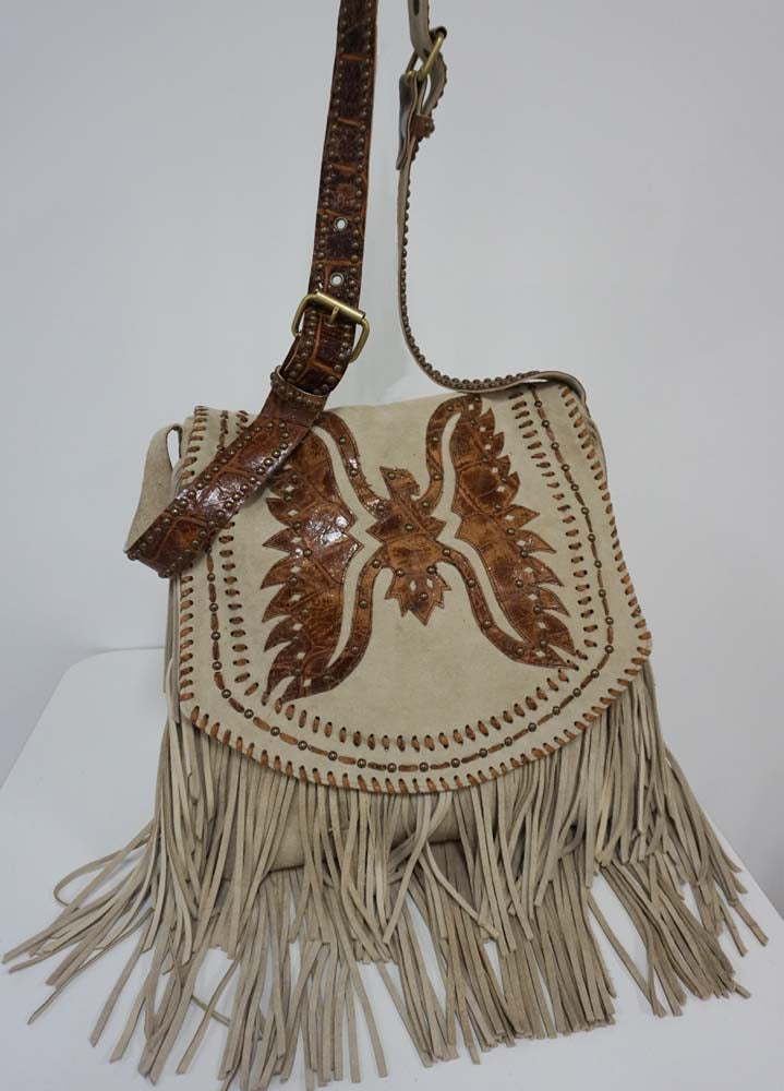 Leather Crossbody Purse - Amarillo - Supple leather Cowhide/Tooled/Fringe -  Ranch Hand Store