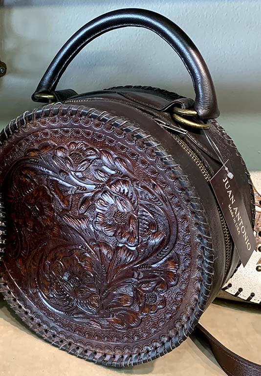 Round Tooled Canvas Leather Cowgirl Animal Print Western Cowhide Crossbody  Purse | eBay
