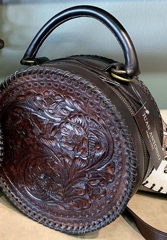 Leather Crossbody Purse With Flowers Tooled Leather Purse 