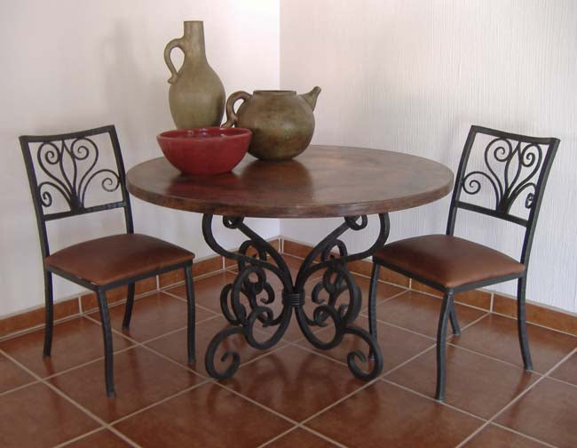 wrought iron dining room table and chairs