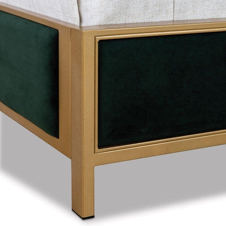 Wesley Allen Mason Upholstered Iron Bed with Fabric Surround