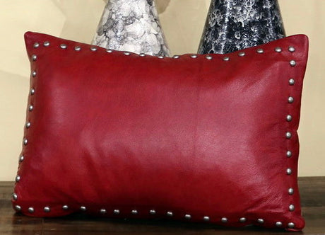 Red Leather Pillow – Western Passion - Main Image