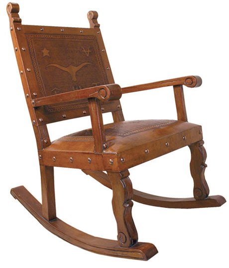Tooled Leather Rocking Chair – Western Passion - Main Image