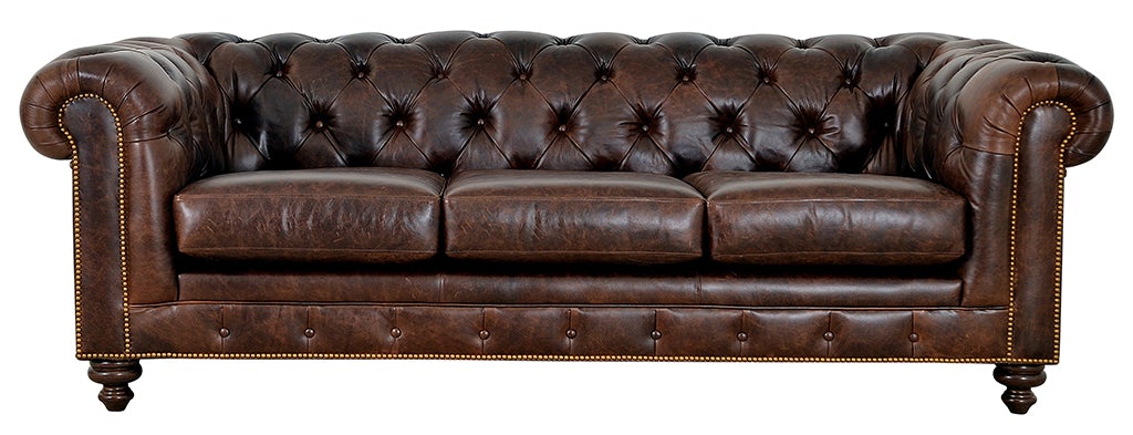 Tufted sales leather sofa