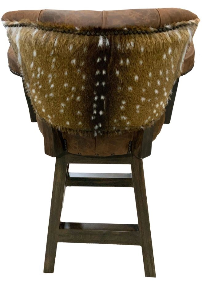 back of Axis Hide Tufted Swivel Barstool