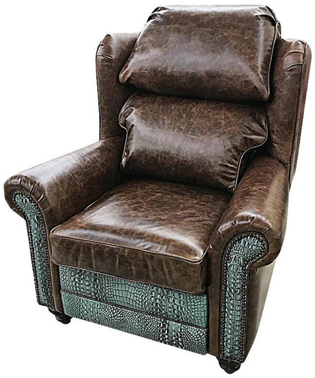 Sadie Gator Oversized Western Leather Wingback Recliner – Western