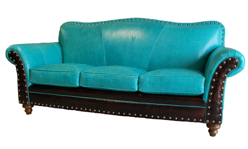 Turquoise Trail Leather Sofa Western
