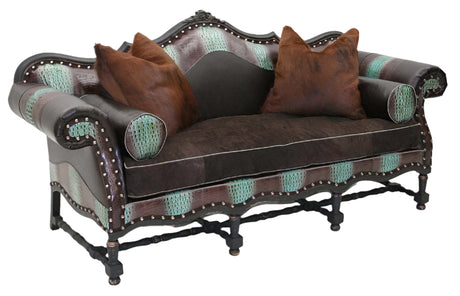 Old Hickory Tannery Aqua Croco Accented Sofa – Western Passion