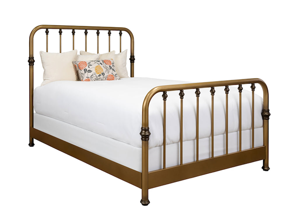 Wesley Allen Iron Bed with Round Corners Aged Brass finish.