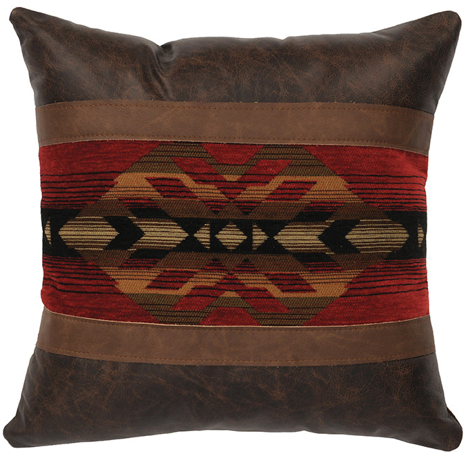 Wooded River Leather and Fabric Accent Pillow 408