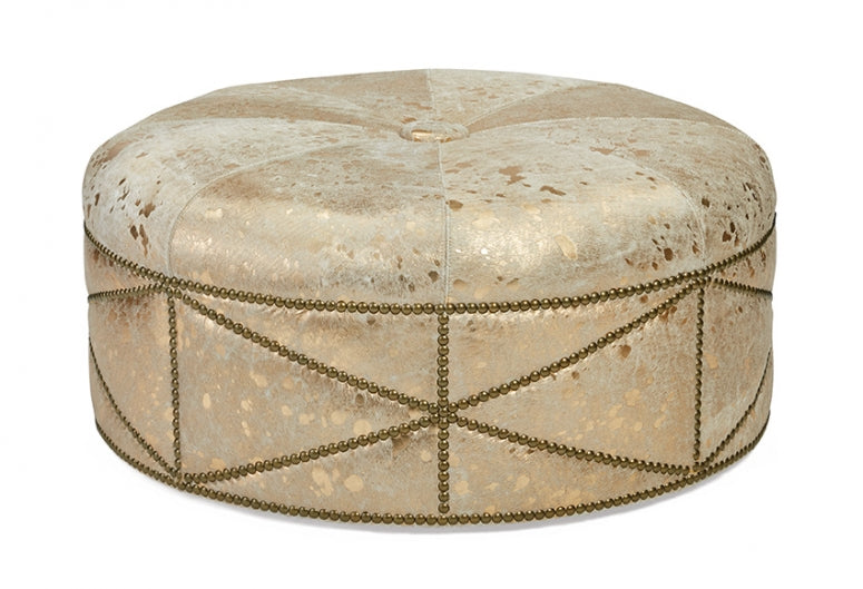 Massoud Spotted Gold Round Ottoman – Western Passion